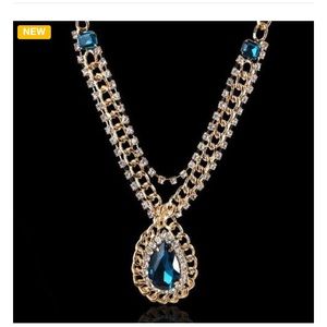 Yellow Gold Plated Tanzanite Pendant Necklace